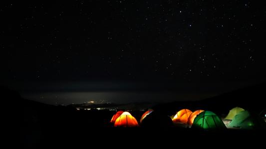 乞力马扎罗山, 山, 巴兰科营, 晚上, 长时间曝光