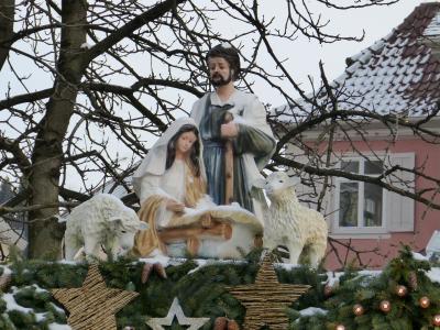 weihnachtasmarkt, 雕像, 玛丽亚, 约瑟夫, 耶稣, 婴儿床, 图