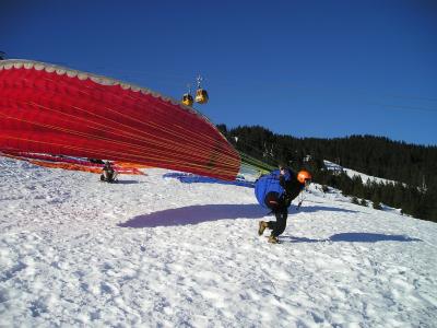 滑翔伞, 开始, 电梯阶段, 拉起, 脱掉, 冬天, 滑翔伞