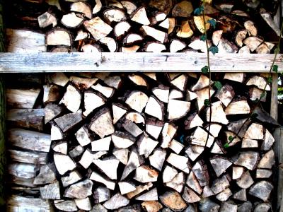 木材, holzstapel, 木柴, 堆叠, 常春藤, 纠缠, 关闭