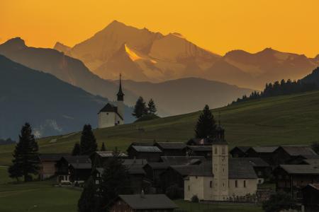 瑞士, schweiz, sonnenuntergang, goms, gluringen, 欧洲, 山脉