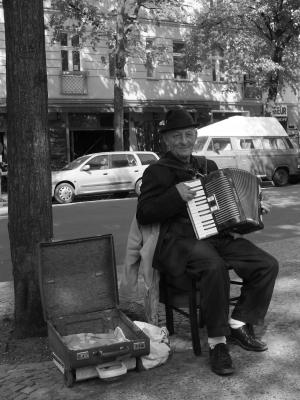 街头音乐家, 手风琴播放器, 年长的绅士, 手风琴