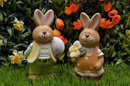 复活节兔子, 兔子, 复活节, 复活节彩蛋, 鸡蛋, 花, 春天