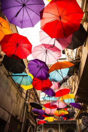 雨伞, 多彩, 幸福, 户外, 雨, 阳伞, 多色