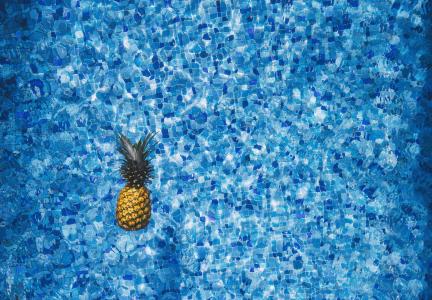 菠萝, 游泳池, 水, 户外, 蓝色, 白天, 背景