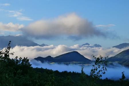 雾, 云海, 景观, 自然, 山, 早上, 阿尔卑斯山
