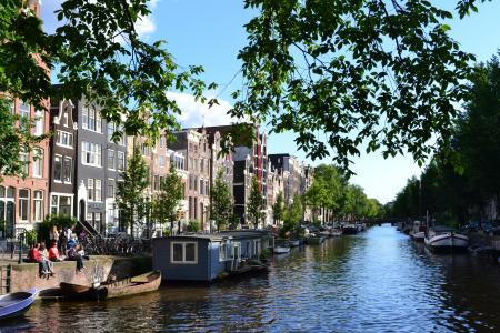 阿姆斯特丹, 通道, 驳船, 荷兰, 荷兰, 电视频道, 建筑