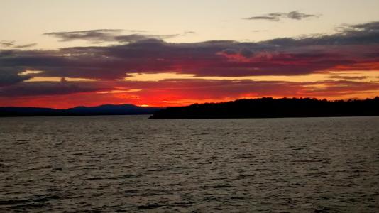 湖, 佛蒙特州, 风景名胜, 水, 日落