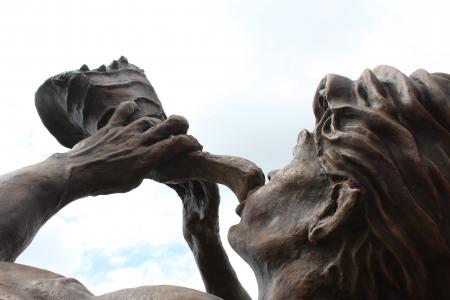 雕像, 雕塑, 哥伦比亚, 脸上, 图, 天空, fusagasugá