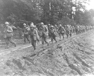 二次世界大战, 1944, 法国, 部队, 前进, 士兵, 步兵