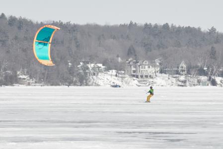 风冲浪, 湖, 冬天, 放风筝, 天空, kiteboard, 空气