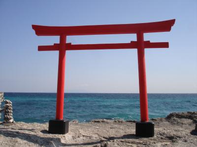 牌坊门, 日本, 海, 灵性, 传统, 亚洲红门, 海滩