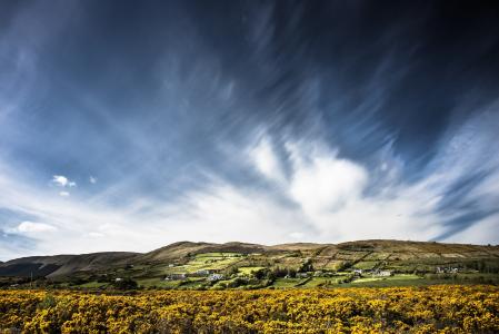 tourmakeady, 爱尔兰, 景观, 扫帚, 天空, 云彩, 云量