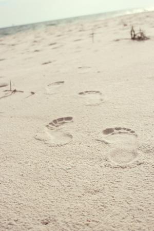 脚印, 沙子, 海滩