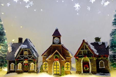 圣诞村, 圣诞节, 圣诞节, 冬天, 寒冷, 雪, 星级