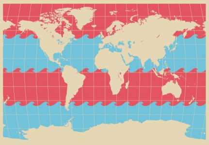 世界地图, 波, 蓝色, 红色, 地图, 制图学, 矢量