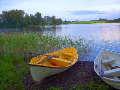 小船, 小船, 划艇, 湖, 夏季, 芬兰语, 海滩