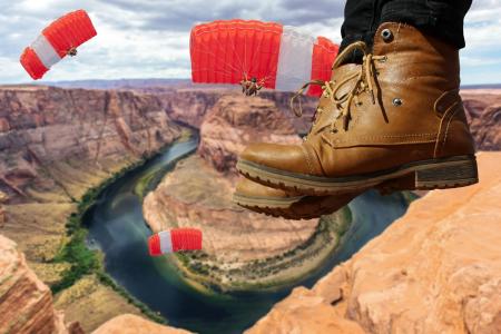 跳伞, 马蹄湾, 页面, 亚利桑那州, 科罗拉多河, 美国, 峡谷