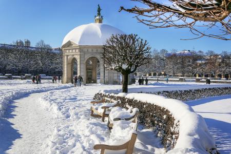 慕尼黑, 英语花园, monopteros, 冬天, 雪, landeshaupstadt, 寒冷