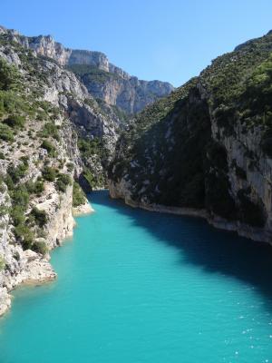峡谷渡韦尔东, 法国, 普罗旺斯, 视图, 蓝色, 岩石, 景观