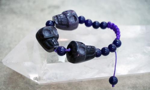 紫水晶, 头骨, 手镯, 石头, 珠子, 帘线, 手工制作