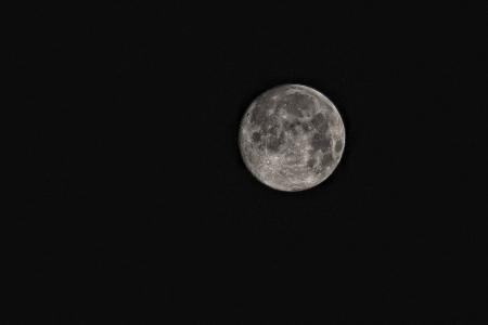 黑白, 卢娜, 月亮, 晚上, 天空, 月球表面, 满月