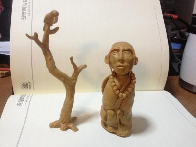 粘土雕塑, 树, 和尚