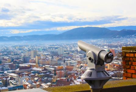 格拉茨, 双筒望远镜, 看看, 城市, 施蒂利亚州, 奥地利, 阿里·斯克斯伯格