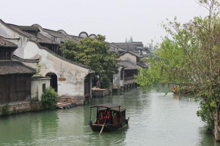 中国水路, 中国的房子, 中国人的生活, 建筑外观, 树, 建筑, 户外
