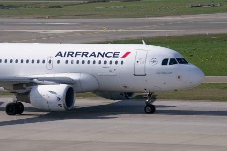 飞机, 法国航空, 空客, a319, 苏黎世机场, 停机坪上, 飞机