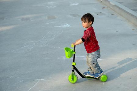 男孩, 滑板车, 踢自行车, 儿童, 乐趣, 年轻, 公园