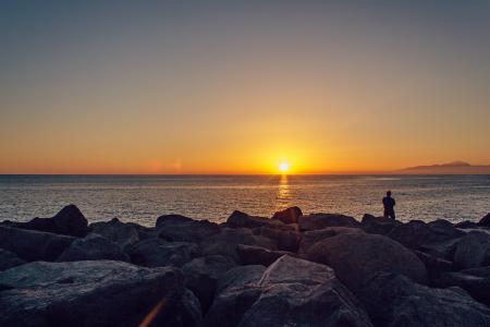 大加那利岛, 加那利群岛, 日落, 日 s, 升起的太阳, 天空, 海滩