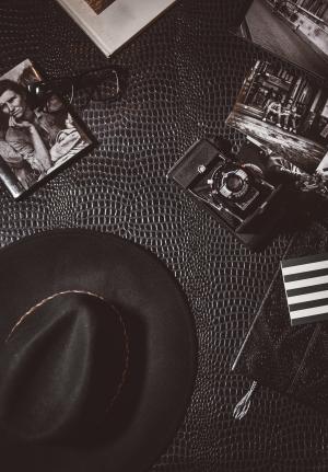 黑色, 年份, 相机, 帽子, 镜头, 摄影, 帽