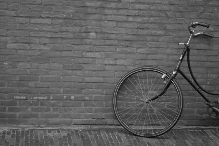 直立自行车, 墙上, 城市, 荷兰, 自行车, 老式, 老