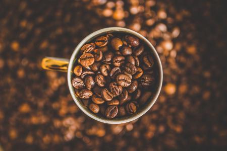 咖啡因, 咖啡, 咖啡豆, 杯, 宏观, 杯子, 烤的咖啡豆