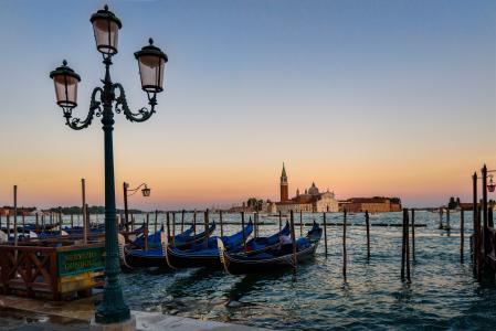 威尼斯, 吊船, 日落, 意大利语, 小船, 威尼斯人, 旅游