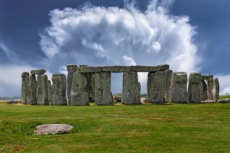 巨石阵, 纪念碑, 空气, 云彩, 旅游, 英国, 草
