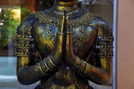 手, 祈祷, 黄铜, 雕像, 宗教, 佛教, 亚洲