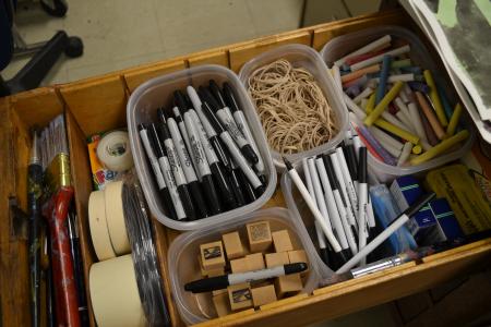 标记, 橡皮, 抽屉里, 办公桌, 艺术用品, 用品, 课堂