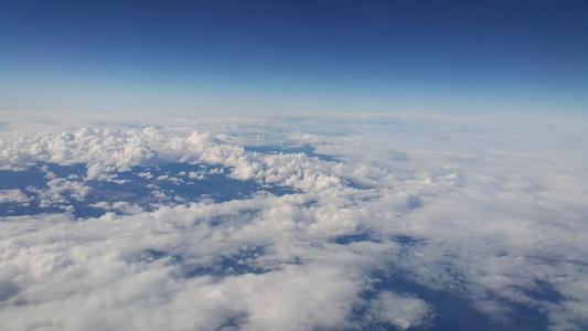 天空, 浩瀚, 云计算, 蓝色, 高, 自然, 飞机