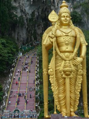 murugan 雕像, 黑风洞, 金色雕像, 香港吉隆坡, 楼梯, 马来西亚, 寺