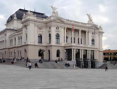 苏黎世歌剧院, 苏黎世, 瑞士, 建筑, sechseläutenplatz, 旅游目的地, 大群人