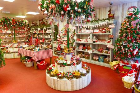 可爱的小圣诞店充满装饰全高清壁纸和背景图像