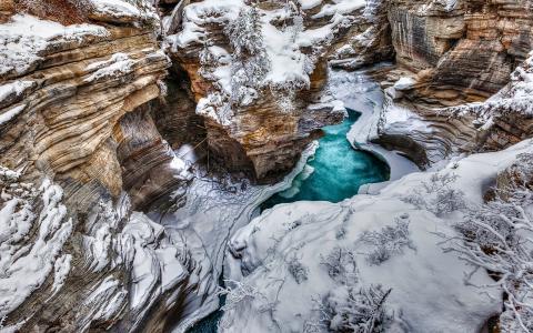 贾斯珀国家公园全高清壁纸和背景的冬季河流