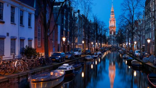 阿姆斯特丹在晚上全高清壁纸和背景图像
