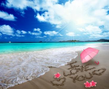 浪漫海滩度假全高清壁纸和背景