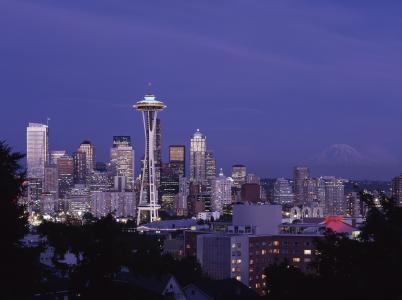 西雅图华盛顿美国的全景高清壁纸和背景图像的天际线