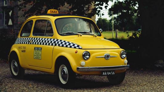 菲亚特500黄色出租车全高清壁纸和背景图像