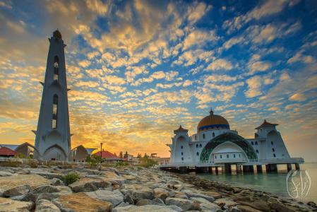 马六甲海峡清真寺4k超高清壁纸和背景