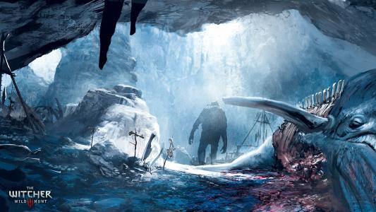 巫师3概念艺术 - 冰巨魔洞全高清壁纸和背景图片